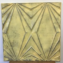 Vintage Antique Art Deco Dusty Bright Yellow Metal Tin Ceiling Framed Ar... - $3,820.24 MXN