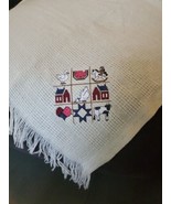Vintage Faribo  Classic Afghan/Throw 50x60 Cream beige Wool Blend With D... - $445.07 MXN