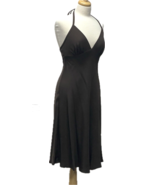 Womens J.Crew Size 10 Lined Halter Dress 100% Silk Brown Below Knee Length - $29.65