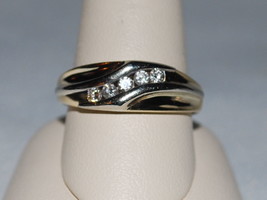 10K Two Tone Gold Ring With Natural Diamonds In A Tension Setting ( Size 11.25 ) - £518.75 GBP