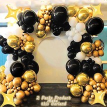 180Pcs Black Gold Balloon Arch Garland 4D Foil &amp; Star Balloons Graduation Birthd - £17.93 GBP