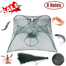 4 Holes Fishing Bait Trap Crab Net Crawdad Shrimp Cast Dip Cage Minnow F... - $19.99