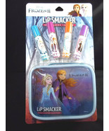 Frozen II Elsa &amp; Anna Lip Smacker 4 flavored lip gloss plus zipper pouch... - $151.10 MXN
