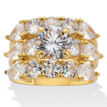 PalmBeach Jewelry 6.34 TCW 14k Gold-Plated Sterling Silver Round CZ Bridal Set - £31.83 GBP