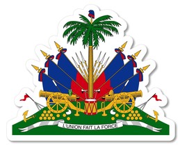 Haitian Coat of Arms Haiti flag HTI HT Car Truck Window Bumper Sticker Decal - £3.18 GBP