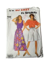 Vtg Simplicity Sewing Pattern 7096 Women&#39;s Size 8-20 Tank Top T-shirt Culottes - £5.45 GBP