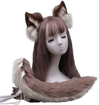 Furry Faux Fox Wolf Cat Clip Ears Headband Animal Tail Cosplay Props Halloween C - £55.63 GBP