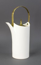 Ernest Sohn Brass White Ceramic Pottery Coffee Tea Pot Mid Century Vinta... - $192.99