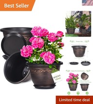 Elegant Round 12 Inch Plant Pots with Drainage Holes - Antique Imitation... - $45.00