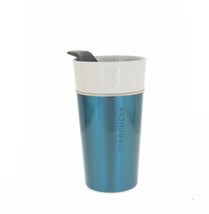 Starbucks Hybrid Blue White Ceramic Stainless Steel Tumbler Travel Mug 12 OZ - £43.60 GBP