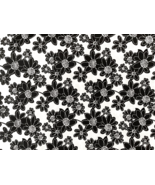 Black &amp; White Flowers Fabric Remant 45&quot; x 36&quot; JoAnn Stores Crafts Quilting  - £13.02 GBP