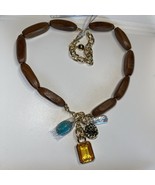 Piper K  Charms pendants and  Wood Beads necklace new - $123.59 CAD