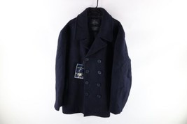NOS Vtg Streetwear Mens XL Wool Blend Insulated Naval Peacoat Jacket Navy Blue - £95.50 GBP