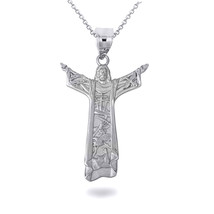 925 Sterling Silver Religious Jesus Christ Pendant Necklace - £18.96 GBP+