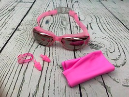 An item in the Sporting Goods category: Swim Goggles Swimming No Leaking Full Protection Pink 3pc Nose Plug Cap