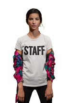 Ladies Staff Tee&#39;s Front &amp; Back Screen-Print Women&#39;s Work T-Shirt - $9.99+
