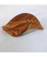 Vintage Wood barrette large leaf shape abstract natural boho brown Made ... - $365.64 MXN