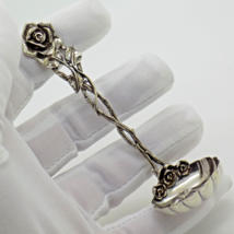 Vintage Italian Handmade Genuine Silver .800 Rose Decorated Olive/Cherry... - £46.14 GBP