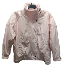 1980s Cristina Womens Sz L Bubblegum Pink Coat Retro Zipper Button Neck Vintage - $24.74