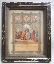 1884 Antique Communion Certification Fehrenbacher Elizabeth Nj Catholic Fraktur - £68.32 GBP