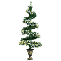 4FT Pre-lit Spiral Snowy Artificial Christmas Entrance Tree w/ Retro Urn Base - £87.92 GBP