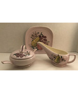Vintage RED WING Pink Fruit Pattern Creamer &amp; Sugar Bowl MCM Mid Century... - $19.80