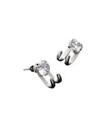 925 Silver Plated CZ Cubic Zirconia Stud Earrings for Men Women - £9.35 GBP