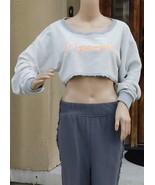 (+) PEOPLE Long Sleeve Cropped Sweatshirt Top (Anne), small, gray melang... - $35.64