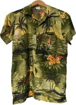 Vintage King Kameha green floral Hawaiian button up size Small - $12.00