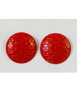 Vintage 1980s earrings red round metal 80s fashion jewelry - $76.14 MXN