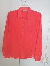 AMERICAN EAGLE OUTFITTERS LADIES LS SEMI-SHEER BUTTON TOP-S-100% POLYEST... - $5.89