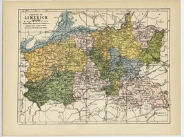 1902 Antique Map Of The County Of Limerick / Ireland - £21.90 GBP