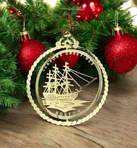 Boston Tea Party Ship Brass Christmas Ornament Nations Treasures Vintage - £11.09 GBP