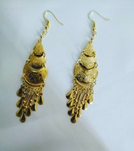 Life in the Andes - Carnival Time - embossed yellow metal Earrings - £13.82 GBP