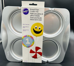 2 Wilton POPs Round Aluminum Cookie Pop Treat 4 Cavity Pan Lot Of 2 2105-0536 L - £19.70 GBP