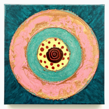 Original Art “Bullseye #31” Artwork Mixed Media Painting Frame Ready 12”x12” - £159.46 GBP