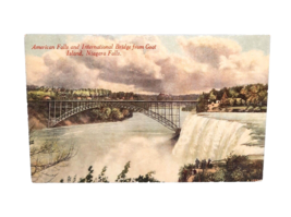 American Falls And International Bridge from God Island, Niagara Falls Postcard - $8.90