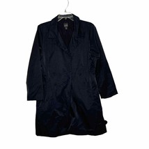 Eileen Fisher Light Overcoat Size Medium Raincoat Snap Button Womens Black  - £50.33 GBP