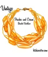 Vintage Beaded Necklace in Peach and Apricot Tones  - $513.18 MXN