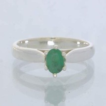 Emerald Green Zambia Beryl 925 Silver Solitaire Ring size 7 Engagement Design 25 - £67.57 GBP