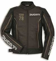 New Moto Ducati Motorcycle Jacket Leather Racing Motorbike Black Cowhide - $179.00