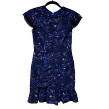 Three Floor Navy Blue Afterglow Cosmic Star Mini Cocktail Dress Size 6 S... - £44.37 GBP