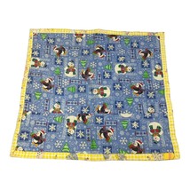 Baby Quilt Snowmen Penguins Holly Hobbie Cat Print Gender Neutral 24&quot; by... - £21.23 GBP