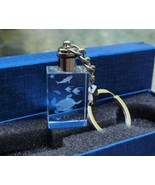 Crystal Glass Sea Turtle and Fish Hologram 3D Rectangular Metal Keychain - £4.75 GBP