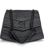 Steve Madden Black Quilted Chain Strap Shoulder Bag With Magnetic Closur... - $53.63 CAD