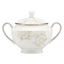 Lenox Blush Silhouette Sugar Bowl with Lid White Floral Platinum Porcelain NEW - £25.03 GBP