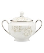 Lenox Blush Silhouette Sugar Bowl with Lid White Floral Platinum Porcelain NEW