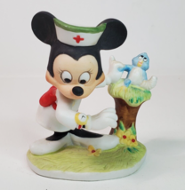 Minnie Mouse Nurse Bisque Porcelain Figurine Blue Bird Walt Disney Taiwan - $21.73