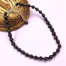 Natural Iron Tiger&#39;s Eye 8x8 mm Beads Adjustable Thread Necklace ATN-45 - £11.35 GBP