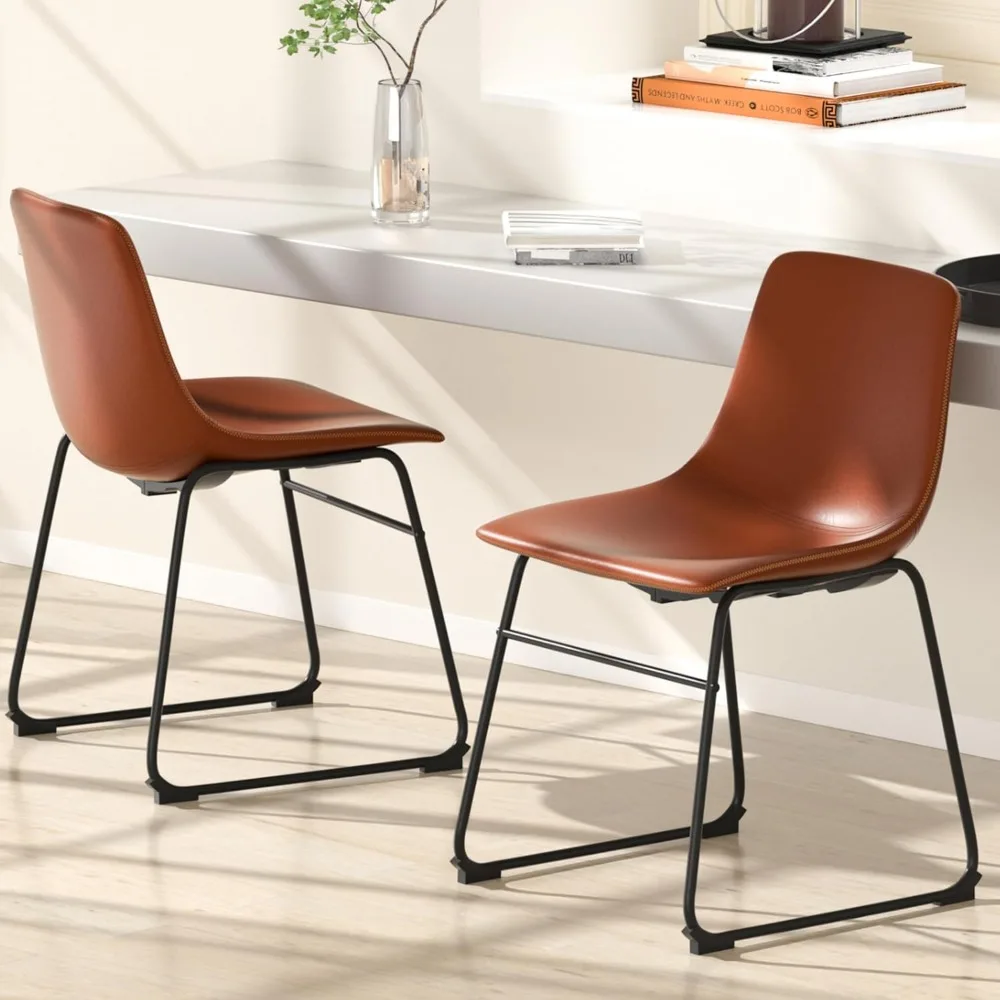 Dining Chairs，Kitchen &amp; Dining Room Chairs, PU Leather Cushion and Metal Legs - £87.55 GBP